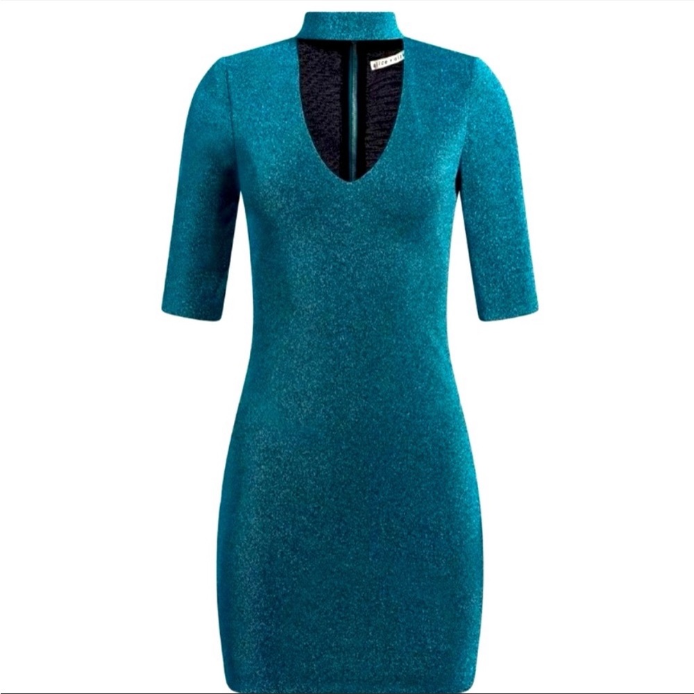 Alice + Olivia Inka Turquoise Shimmer Dress